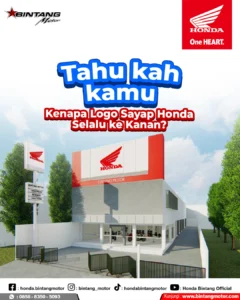 Logo sayap Honda mengarah ke kanan pada motor Honda modern