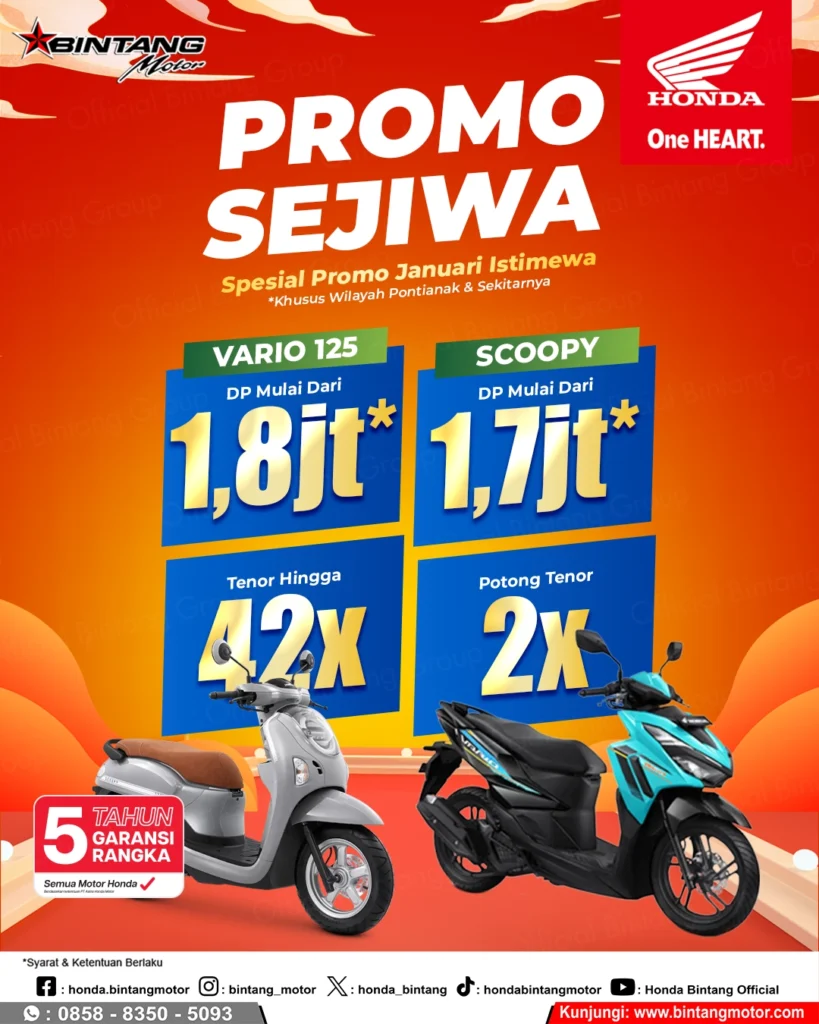 Promo Sejiwa Motor Honda Pontianak Januari dengan Vario 125, Scoopy, dan Genio