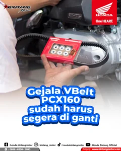 Kondisi V-Belt Honda PCX yang sudah aus dan retak
