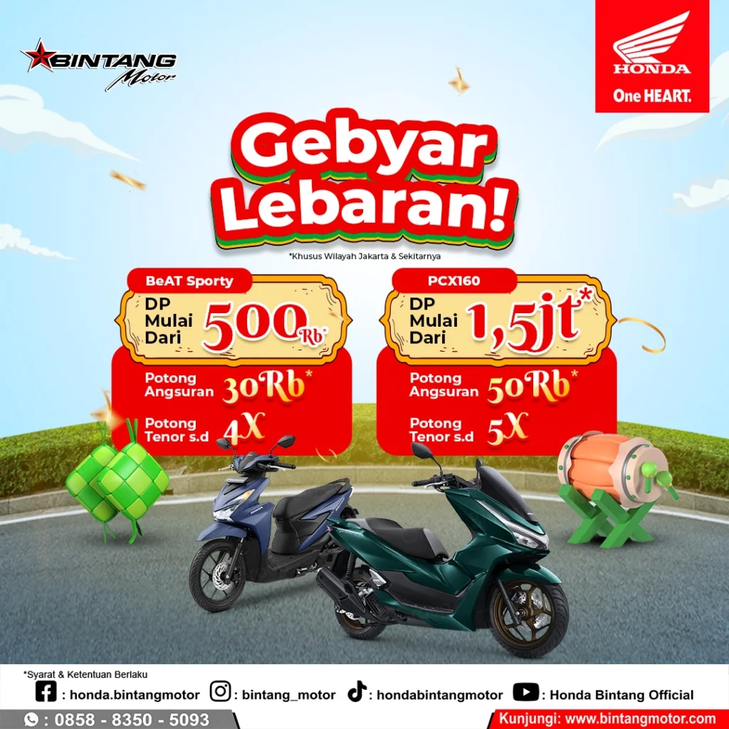 Promo Lebaran Honda: DP Murah BeAT Sporty & PCX160